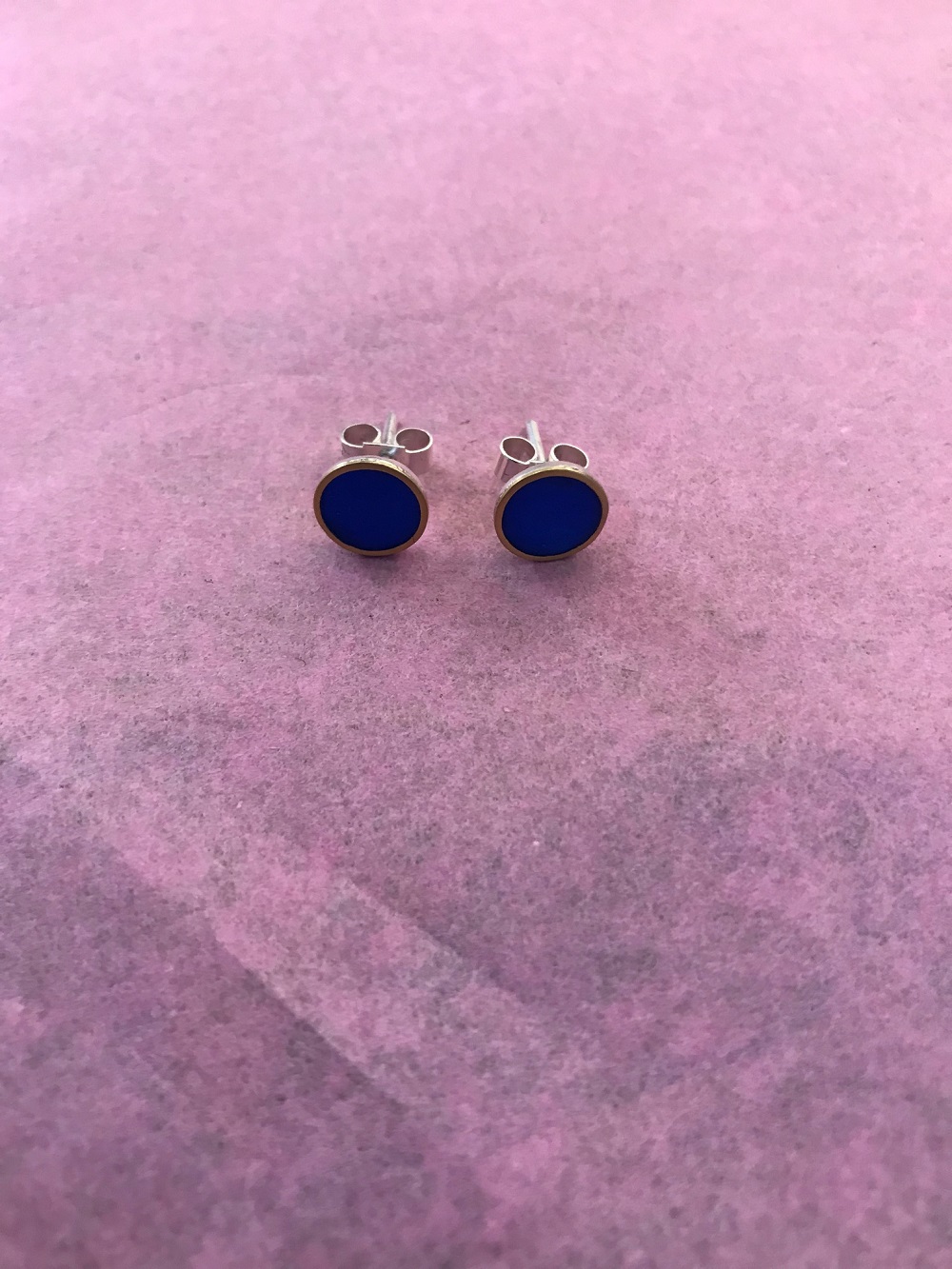 Earrings - Bright blue circle studs